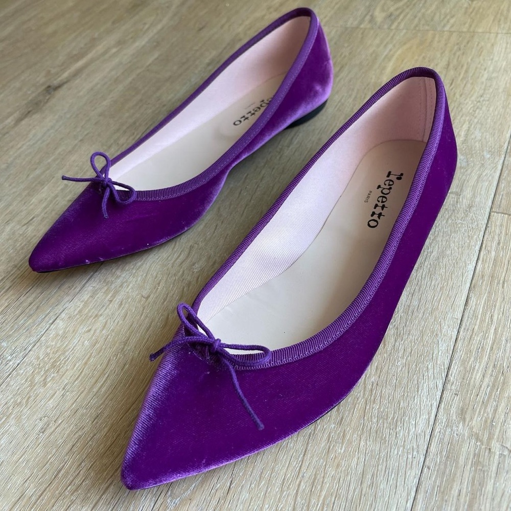 Like new Repetto Paris Pointed Velvet Ballet Flat in Violet